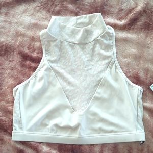 New Victoria's Secret Leopard Print Mock Neck Crop Top Sports Bra Sz Large
